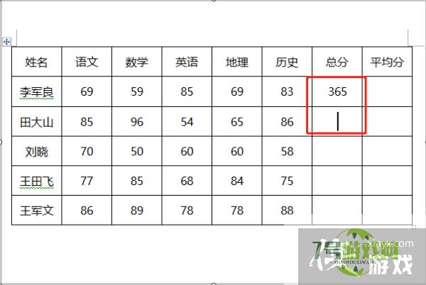 word表格如何快速计算总分和平均分