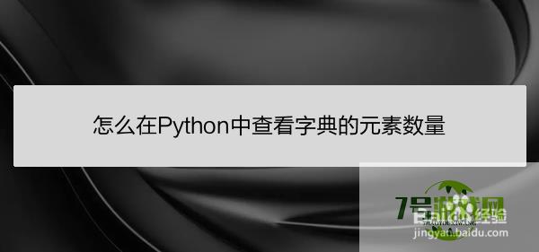 怎么在Python中查看字典的元素数量