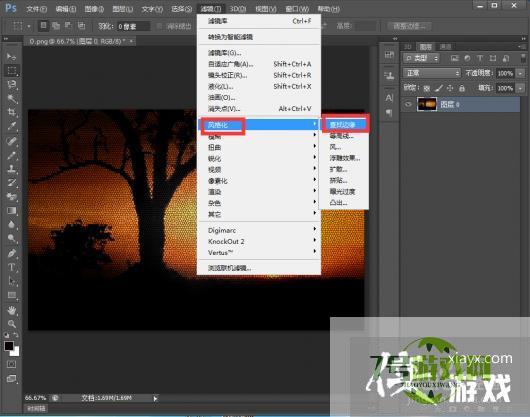 给图片添加染色玻璃和查找边缘效果