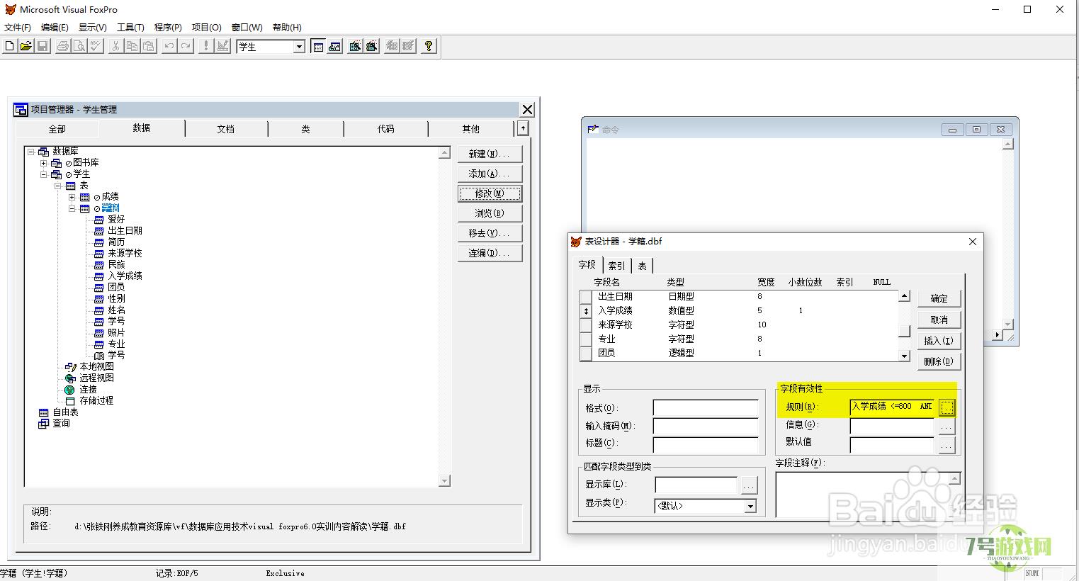 vf6.0设置字段有效性规则