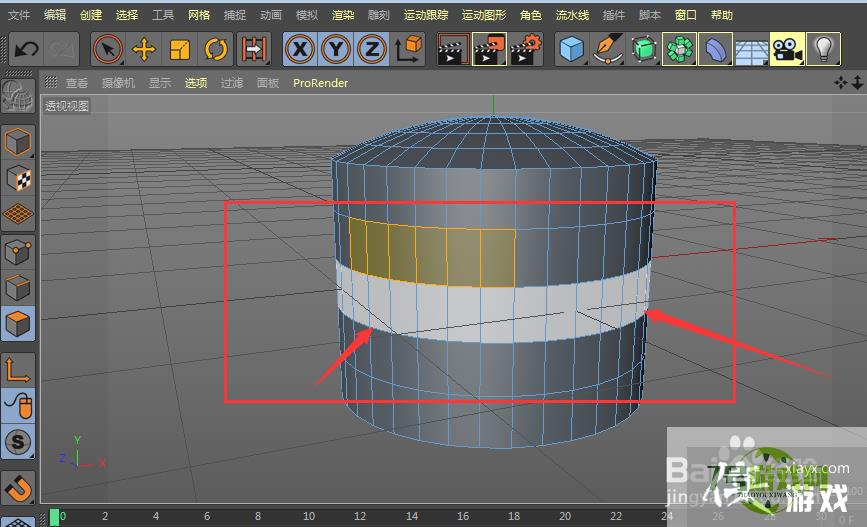 教你如何快速选择C4D中立体柱模型一圈的面