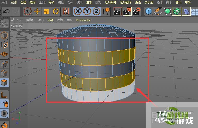 教你如何快速选择C4D中立体柱模型一圈的面