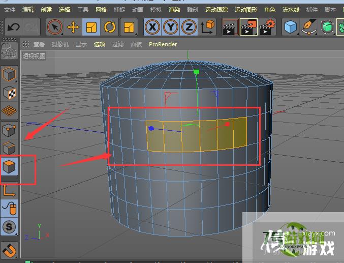 教你如何快速选择C4D中立体柱模型一圈的面